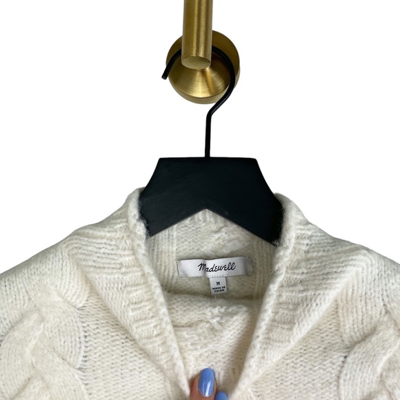 Madewell Grenville Cable Knit Mock Neck Sweater in Antique Cream - Picture 6 of 7